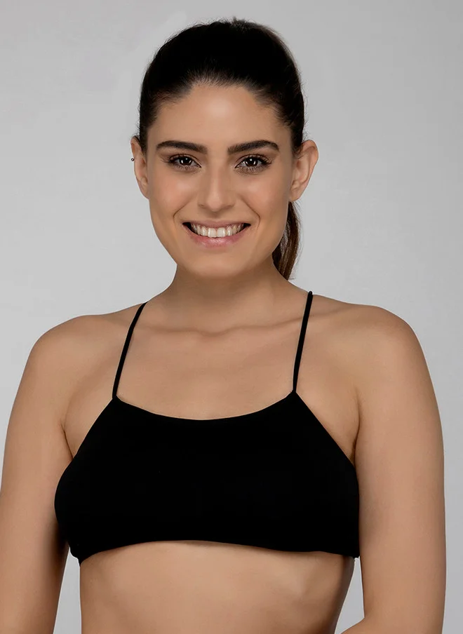 Laceandme Laceandme Black Solid Non-Wired Lightly Padded Bralette Bra 4527